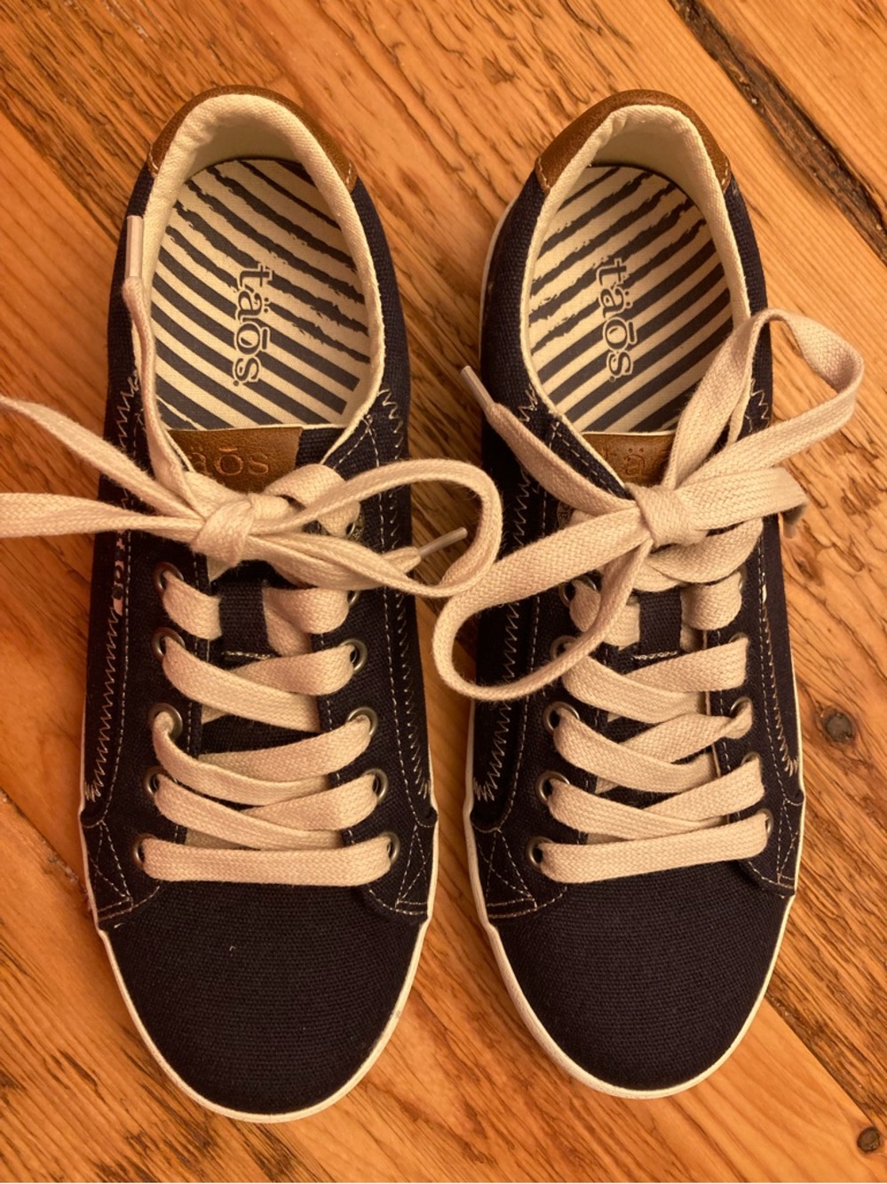taos Navy Canvas Low-Top Sneakers with Cream Laces (never worn!)